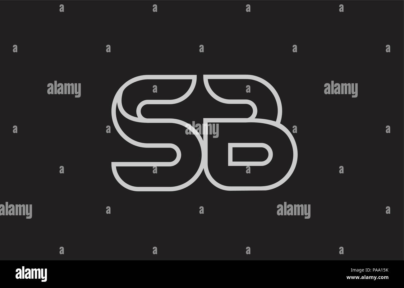 black and white alphabet letter sb s b logo combination design suitable ...
