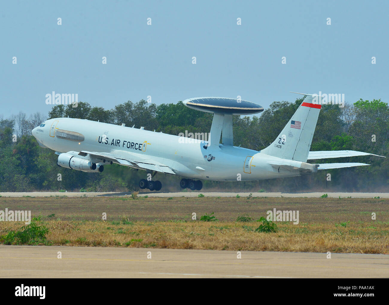 An E 3b Sentry From The 961st Airborne Air Control Squadron Kadena Air Base Japan Takes Off During Exercise Cope Tiger 16 On Korat Royal Thai Air Force Base Thailand March 10 16