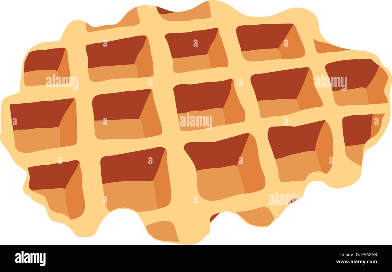 vector breakfast waffle isolated on white background. abstract belgium round waffle as sweet delicious food concept Stock Vector