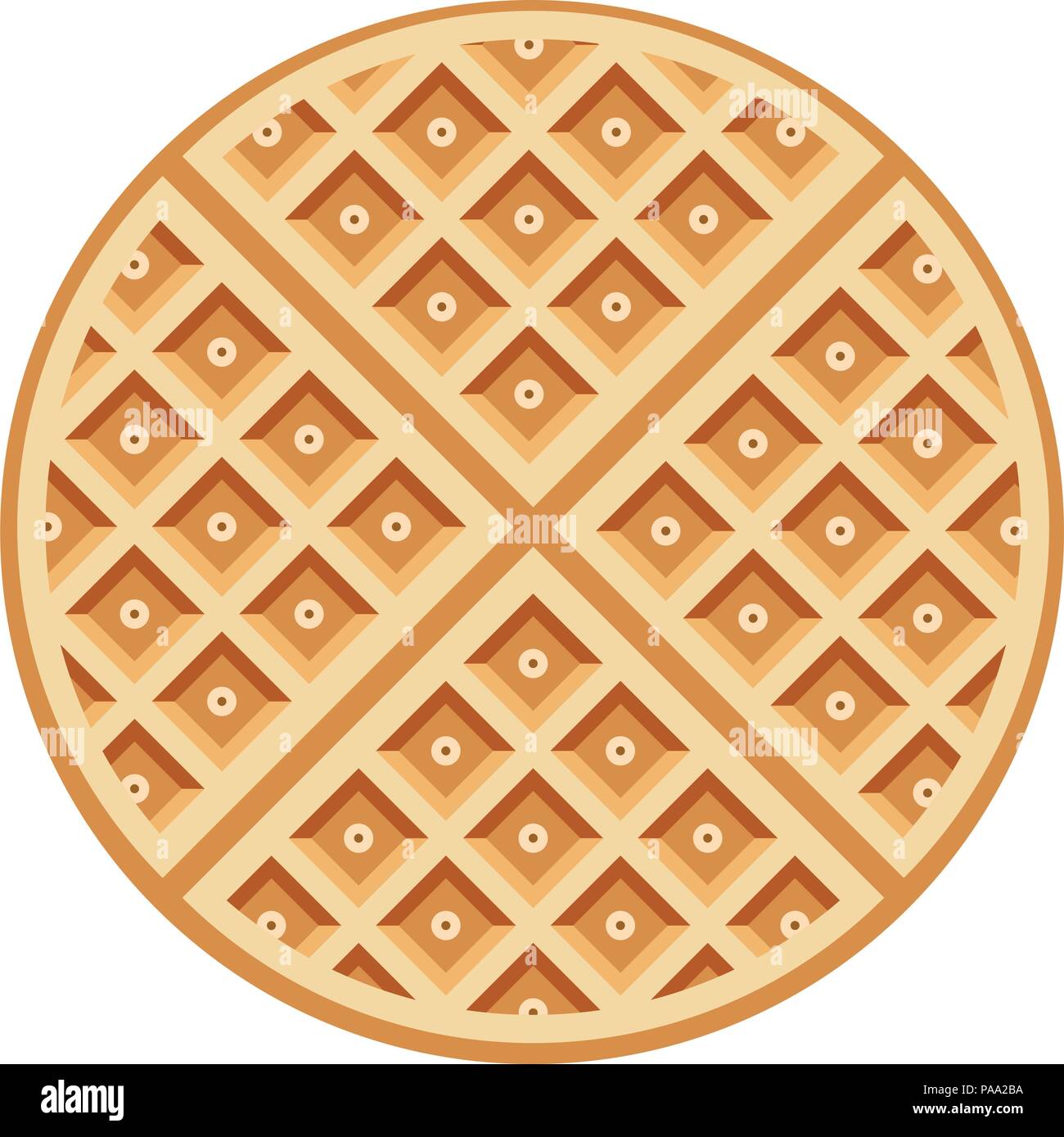 vector breakfast waffles isolated on white background. belgium round waffle as sweet delicious food concept. top view Stock Vector