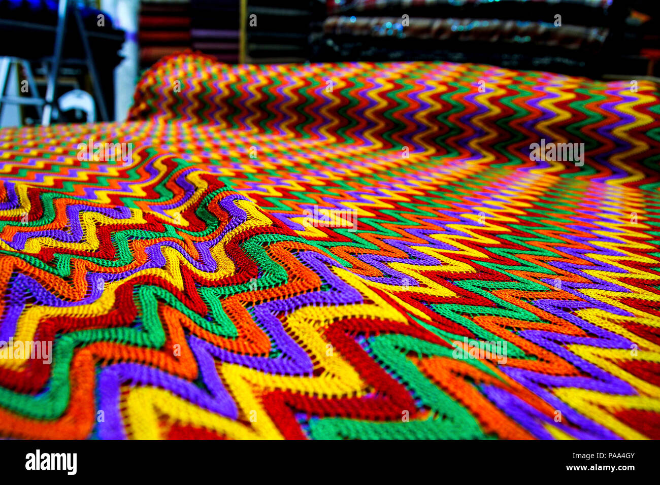 Fabric texture colorfully textile canvas, close-up Stock Photo