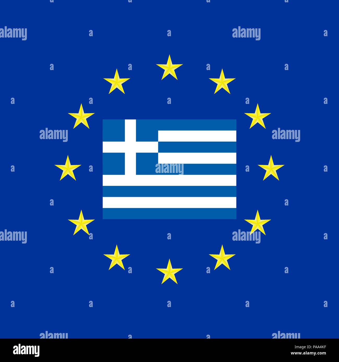 Flag of Greece at the EU flag Stock Vector