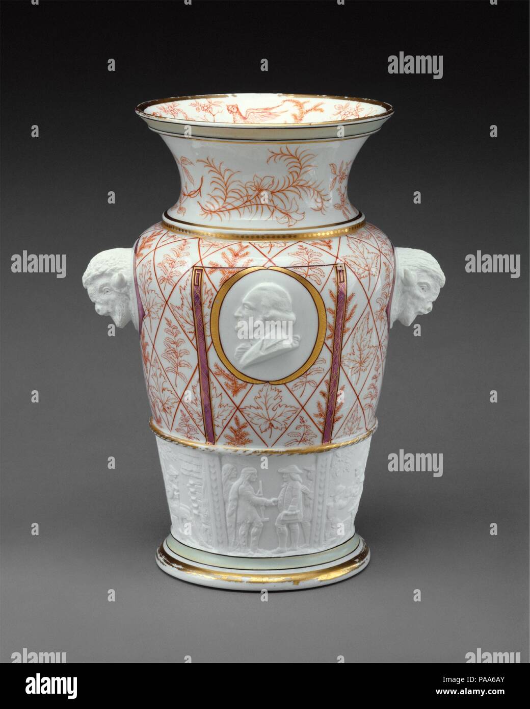 Century Vase. Culture: American. Designer: Designed by Karl L. H. Müller  (ca. 1820-1887). Dimensions: H. 12 3/4 in. (32.4 cm). Manufacturer:  Manufactured by Union Porcelain Works (1863-ca. 1922). Date: ca. 1876.  Nationalistic