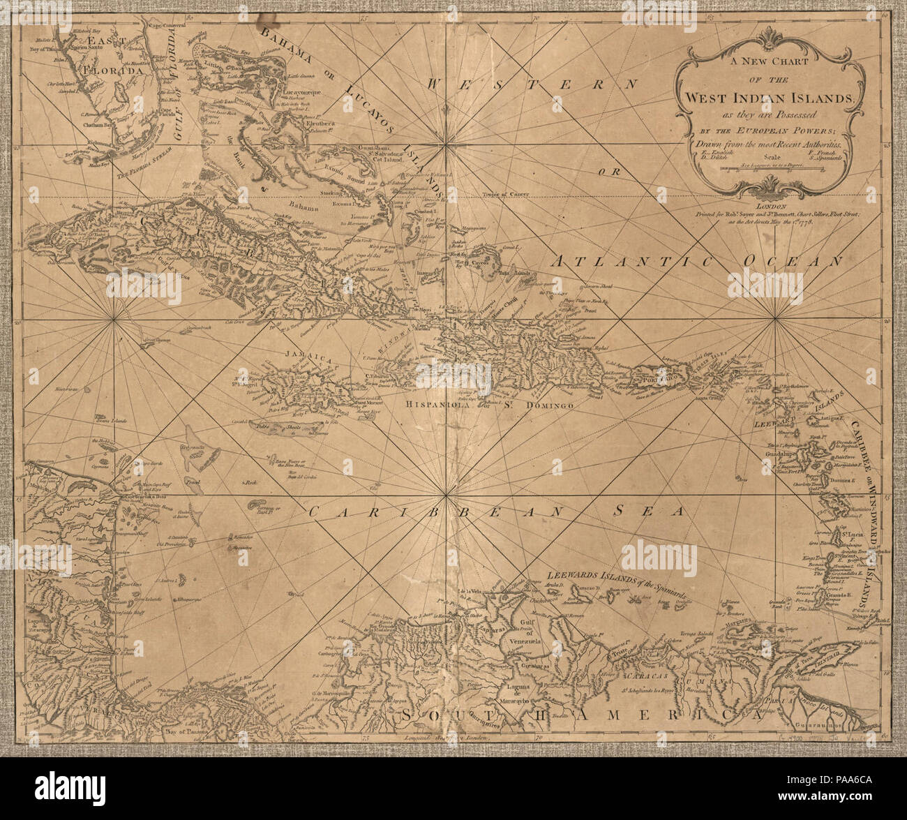 A new chart of the West Indian islands Stock Photo Alamy
