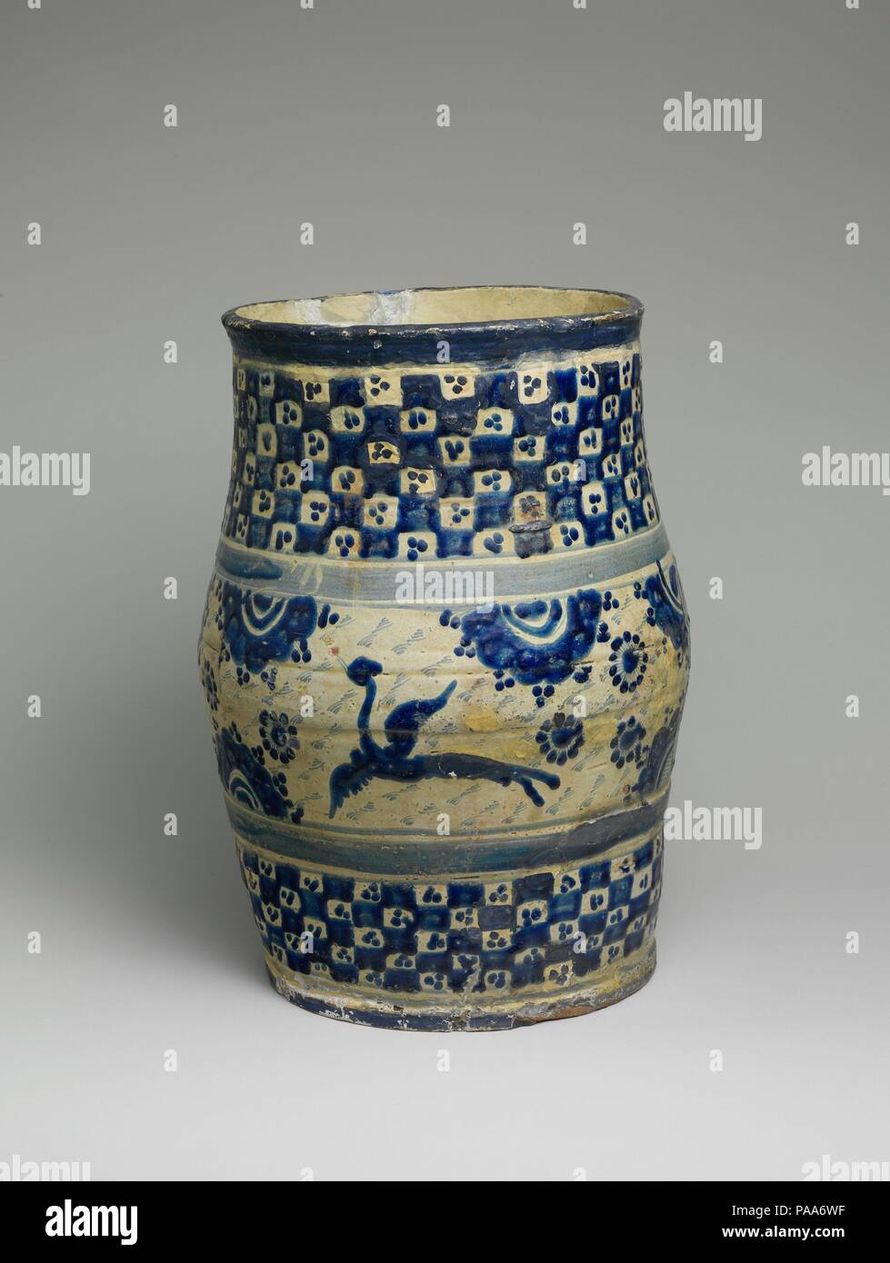 Flower Pot. Culture: Mexican. Dimensions: H. 15 in. (38.1 cm). Date: ca. 1750-1800. Museum: Metropolitan Museum of Art, New York, USA. Stock Photo