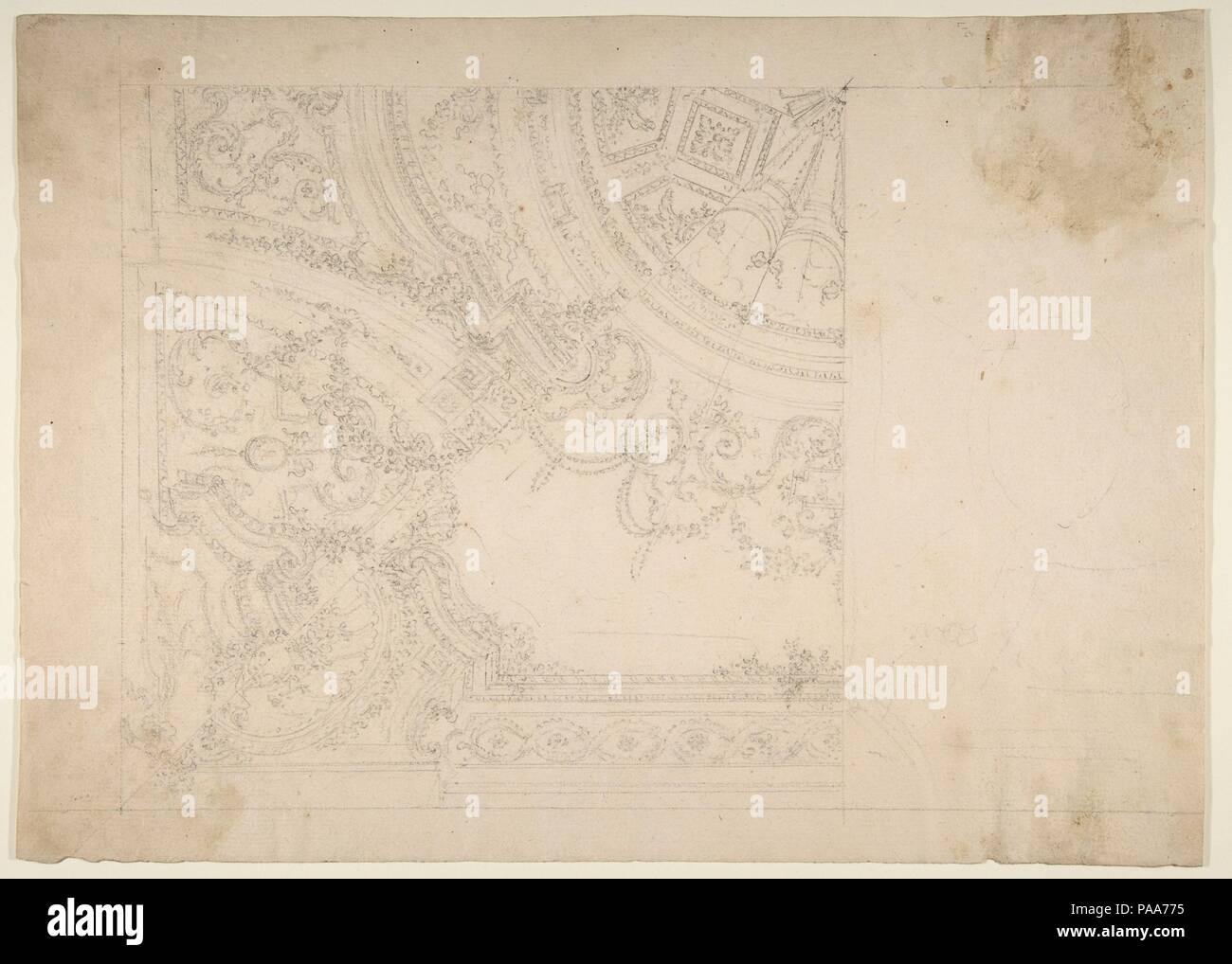 Design for Ceiling. Artist: Workshop of Leonardo Marini (Italian, Piedmontese documented ca. 1730-after 1797). Dimensions: 10 9/16 x 14 13/16 in. (26.9 x 37.6 cm). Date: 18th century. Museum: Metropolitan Museum of Art, New York, USA. Stock Photo