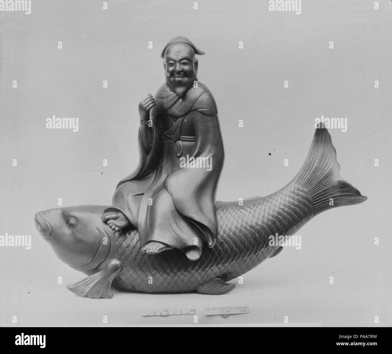 Censer in form of Kinko Sitting on a Carp. Culture: Japan. Dimensions: H. 9 3/4 in. (24.8 cm). Date: 1700. Museum: Metropolitan Museum of Art, New York, USA. Stock Photo