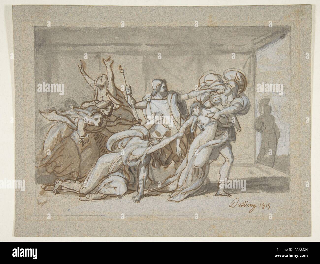 Scene from the Iliad. Artist: Michael Martin Drölling (French, Paris 1786-1851 Paris). Dimensions: sheet: 8 1/16 x 10 7/16 in. (20.5 x 26.5 cm). Date: 1815. Museum: Metropolitan Museum of Art, New York, USA. Stock Photo