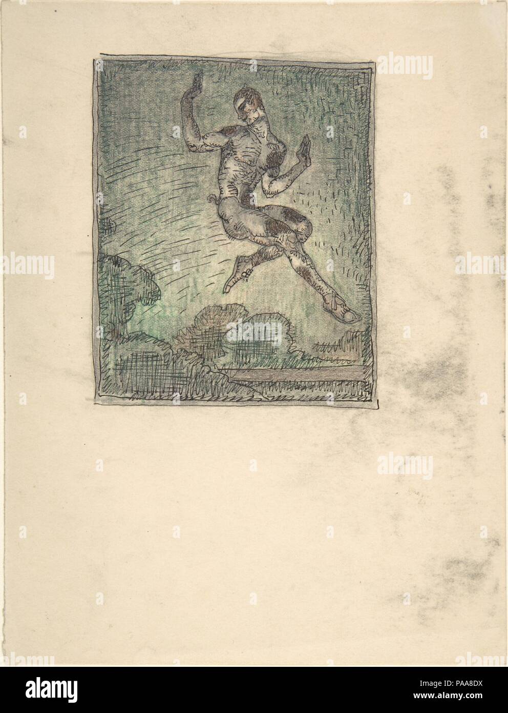 Dancer in the Role a Faun. Artist: Paul Scheurich (American German, New York 1883-1945 Brandenburg). Dimensions: (Drawing, irregular) 3 7/8 x 3 1/8 in.  (9.9 x 8 cm)  (Sheet) 7 5/16 x 5 9/16 in.  (18.5 x 14.1 cm). Date: early 20th century. Museum: Metropolitan Museum of Art, New York, USA. Stock Photo
