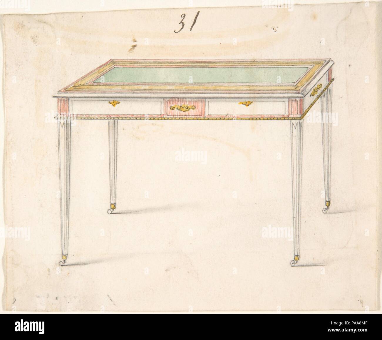 Table Design. Artist: Anonymous, British, 19th century. Dimensions: sheet: 4 5/16 x 5 3/8 in. (11 x 13.6 cm). Date: 19th century. Museum: Metropolitan Museum of Art, New York, USA. Stock Photo