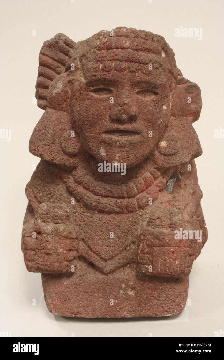 Seated Female Deity. Culture: Aztec. Dimensions: H. 9 3/4 x W. 6 3/4 x ...