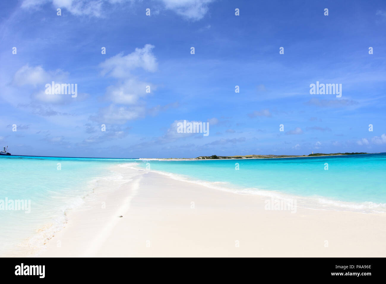 Tropical beach of island Cayo de Agua, Los Roques, Venezuela Stock Photo