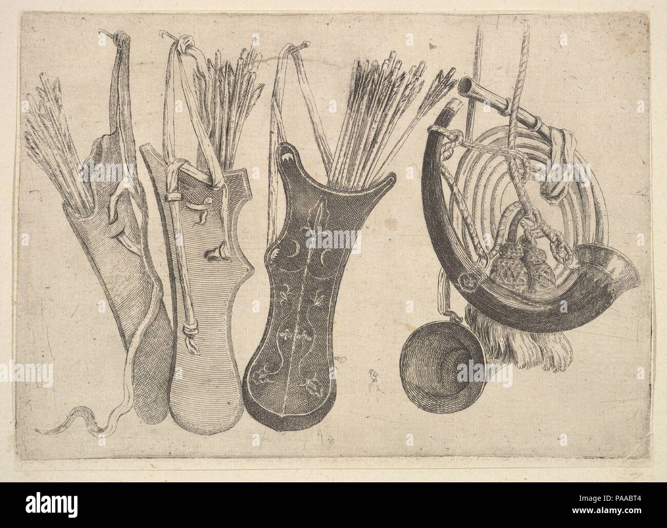Quivers and hunting horns. Artist Wenceslaus Hollar Bohemian