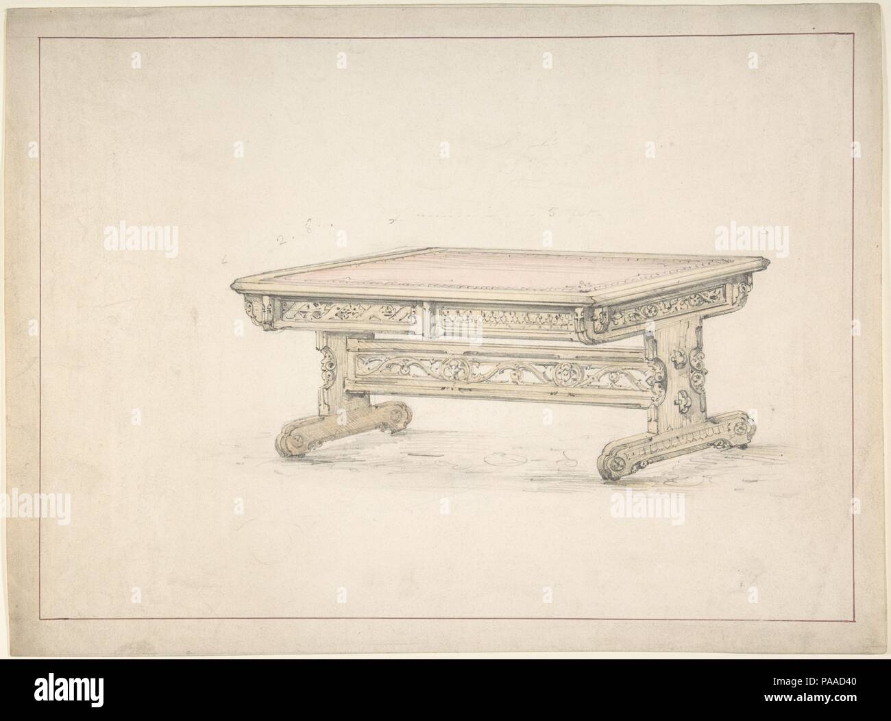 Design for a Renaissance Style Table. Artist: Anonymous, British, 19th  century. Dimensions: sheet: 11 x 15 in. (27.9 x 38.1 cm). Date: 19th  century. Museum: Metropolitan Museum of Art, New York, USA Stock Photo -  Alamy