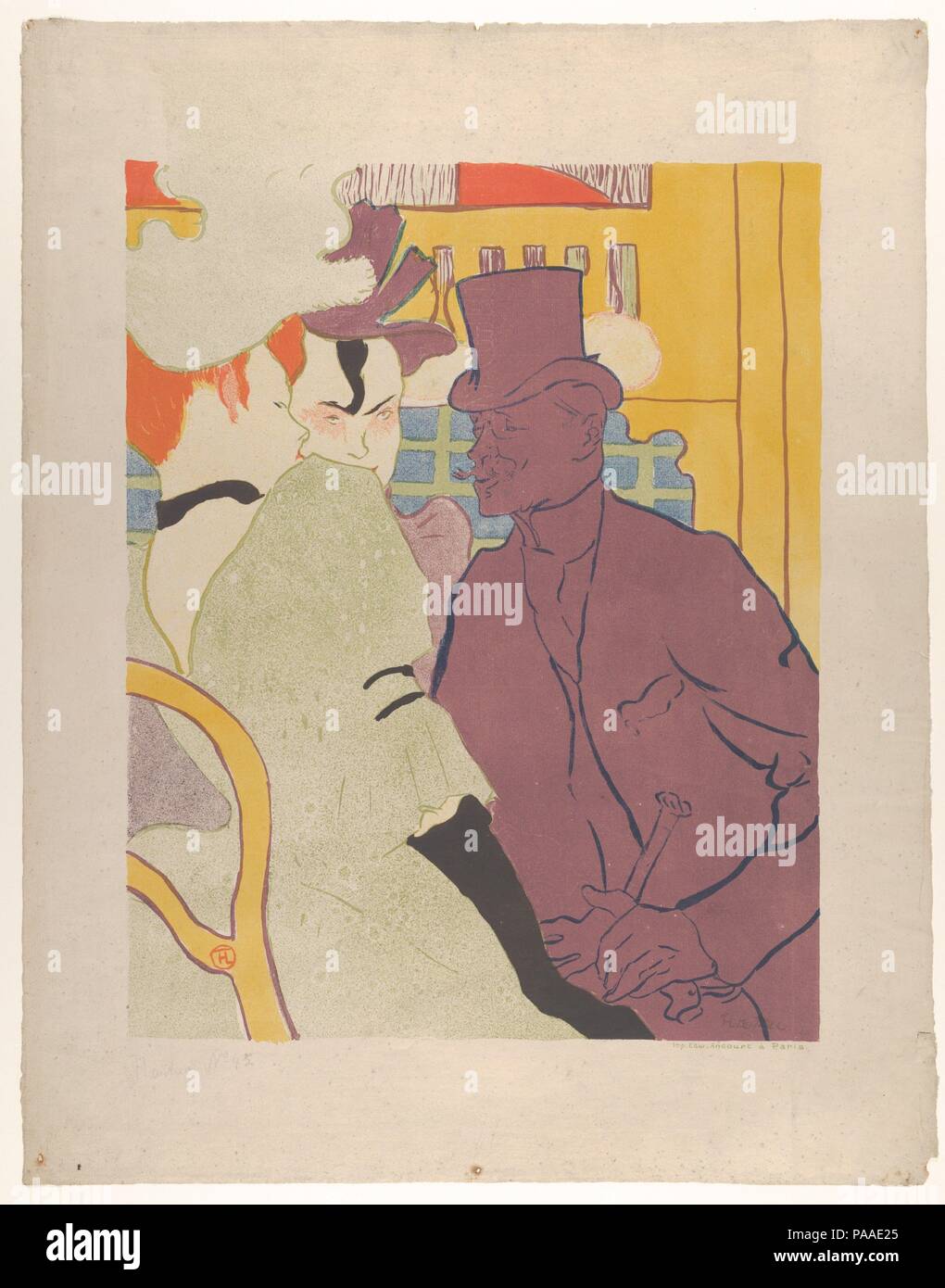 The Englishman at the Moulin Rouge. Artist: Henri de Toulouse-Lautrec (French, Albi 1864-1901 Saint-André-du-Bois). Dimensions: Sheet: 24 5/8 × 19 1/8 in. (62.5 × 48.5 cm)  Image: 18 1/2 × 14 11/16 in. (47 × 37.3 cm). Printer: Edward Ancourt (French, 19th century). Publisher: Boussod, Valadon and Co. (Paris). Date: 1892. Museum: Metropolitan Museum of Art, New York, USA. Stock Photo