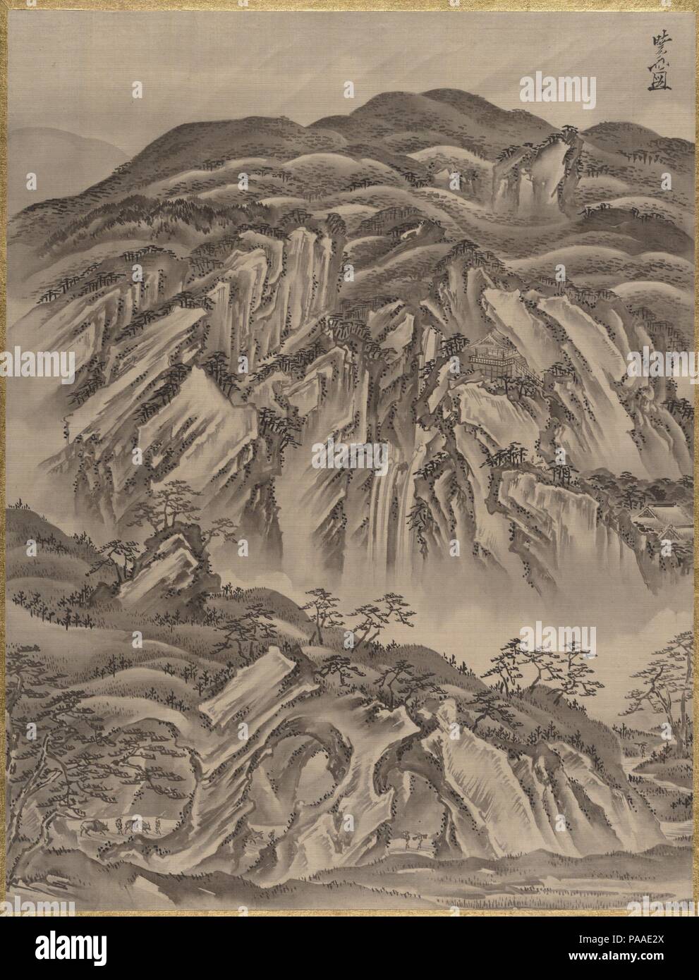 Rocky Landscape. Artist: Kawanabe Kyosai (Japanese, 1831-1889). Culture: Japan. Dimensions: 14 1/4 x 10 7/8 in. (36.2 x 27.6 cm). Date: ca. 1887. Museum: Metropolitan Museum of Art, New York, USA. Stock Photo