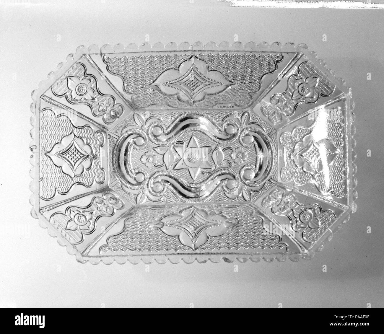 Dish. Culture: American. Dimensions: 6 1/4 x 9 1/16 in. (15.9 x 23 cm). Date: 1835-50. Museum: Metropolitan Museum of Art, New York, USA. Stock Photo