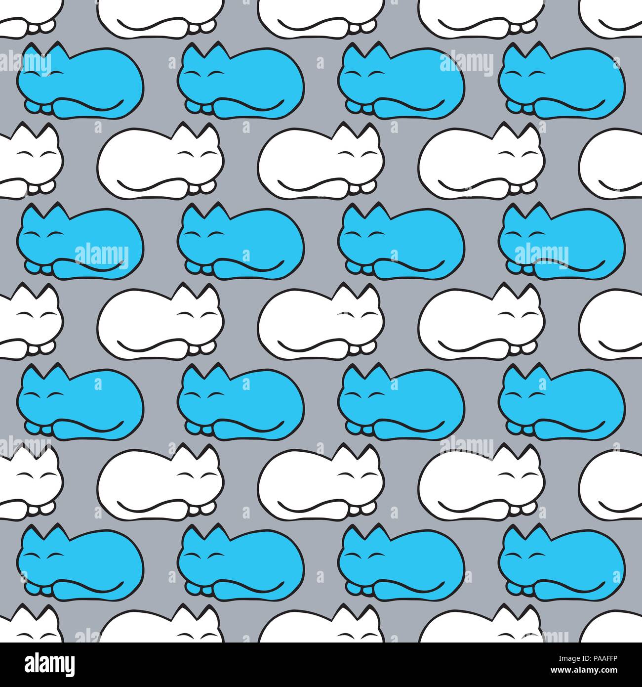 seamless pattern with white and blue cat. vector Stock Vector Image ...
