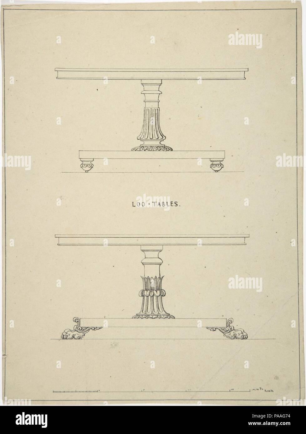 Designs for Loo-Tables. Artist: Robert William Hume (British, London 1816-1904 Long Island City). Date: 1835-1900. Museum: Metropolitan Museum of Art, New York, USA. Stock Photo