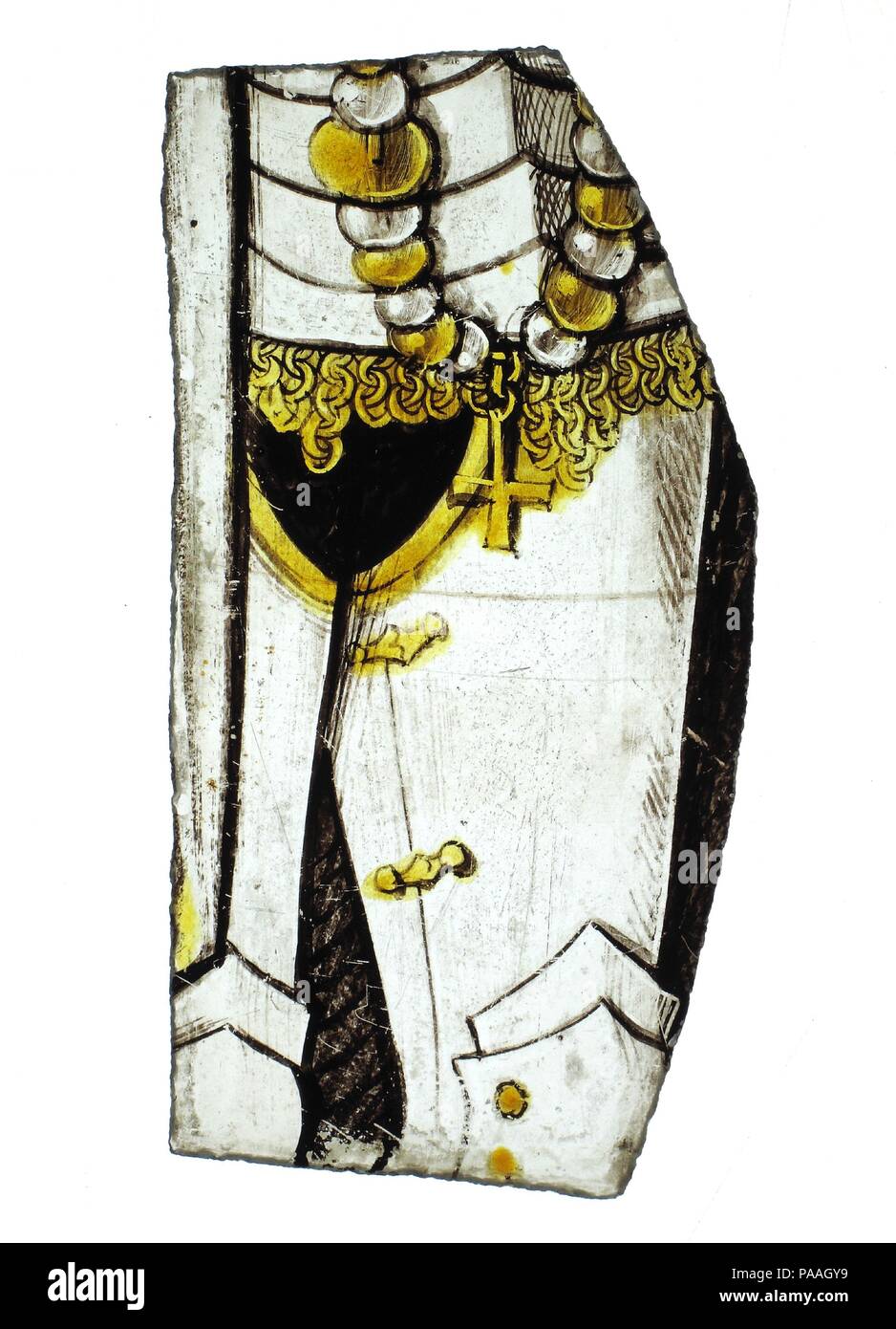 Glass Fragment. Culture: South Netherlandish. Dimensions: Overall: 7 1/4 x 3 3/4 in. (18.5 x 9.5 cm). Date: early 16th century. Museum: Metropolitan Museum of Art, New York, USA. Stock Photo