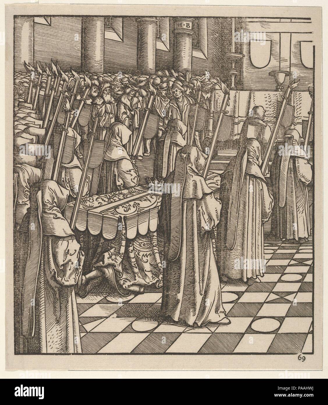 The King of Feuereisen and His Only Daughter, from Der Weisskunig. Artist: Hans Burgkmair (German, Augsburg 1473-1531 Augsburg). Author: Written by Marx Treitz-Sauerwein von Ehrentreitz (died 1527). Dimensions: Sheet: 8 7/8 × 8 1/8 in. (22.6 × 20.7 cm). Engraver: Jost de Negker (1480-1546). Series/Portfolio: Der Weisskunig. Date: printed 18th century.  Der Weisskunig (the white king) is a loosely biographical account of the life of Emperor Maximilian I. The text, composed by Maximilian's secretary Marx Treitz-Sauerwein, is accompanied by illustrations by Burgkmair, as well as Leonhard Beck, Ha Stock Photo