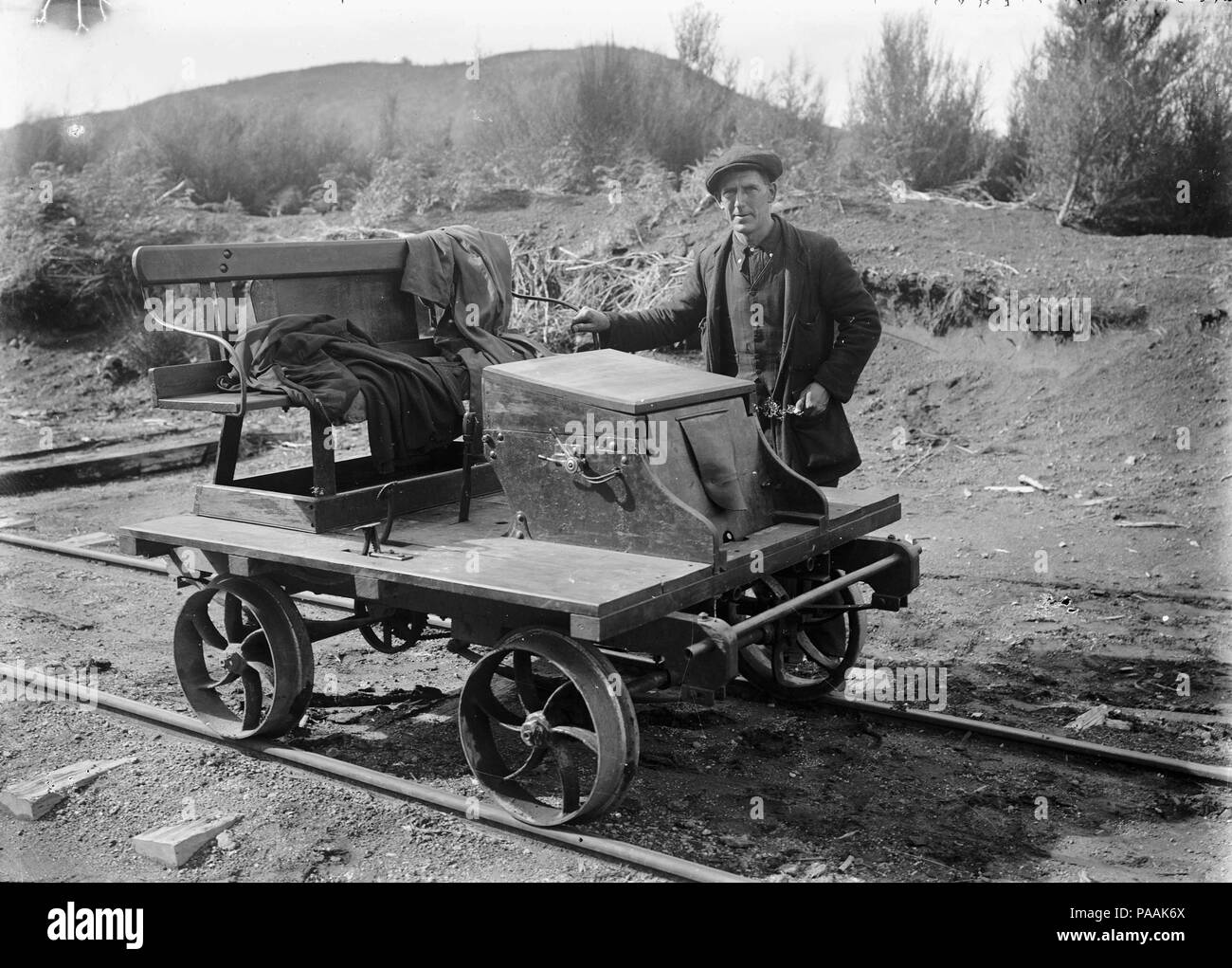 212 Railway jigger belonging to the Taupo Totara Timber Company, and H Taylor ATLIB 273654 Stock Photo