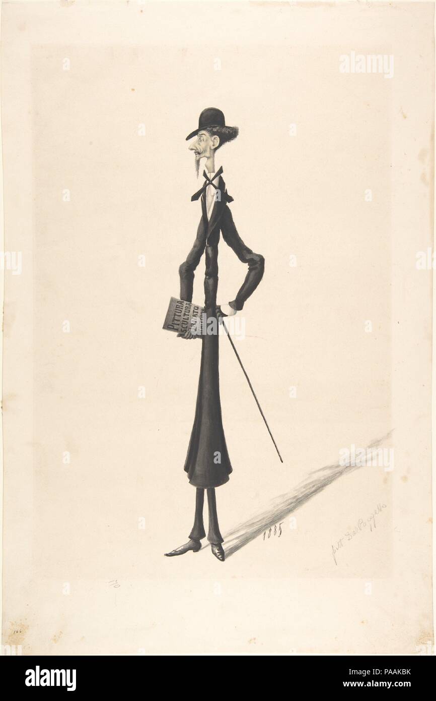 Man Thin Tall Looking Down Cartoon Stock Illustration