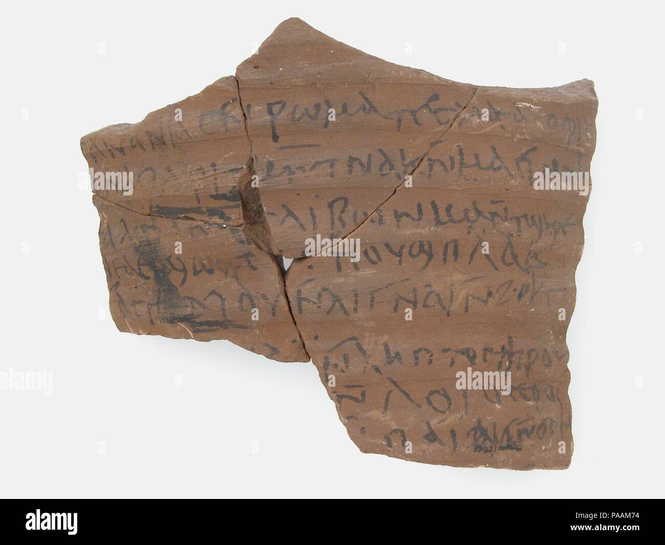 Ostrakon. Culture: Coptic. Dimensions: 5 3/4 x 4 7/16 in. (14.6 x 11.2 cm). Date: 7th century. Museum: Metropolitan Museum of Art, New York, USA. Stock Photo