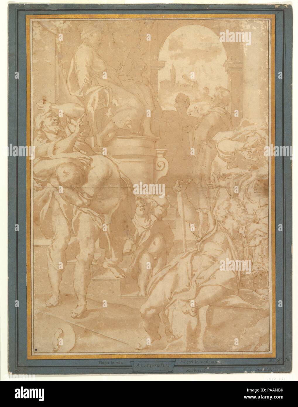 The Plague of Flies (Exodus 8:21). Artist: Workshop of Federico Zuccaro (Zuccari) (Italian, Sant'Angelo in Vado 1540/42-1609 Ancona). Dimensions: 18-13/16 x 13-3/8 in.  (47.8 x 33.9 cm). Date: 1540-1609. Museum: Metropolitan Museum of Art, New York, USA. Stock Photo