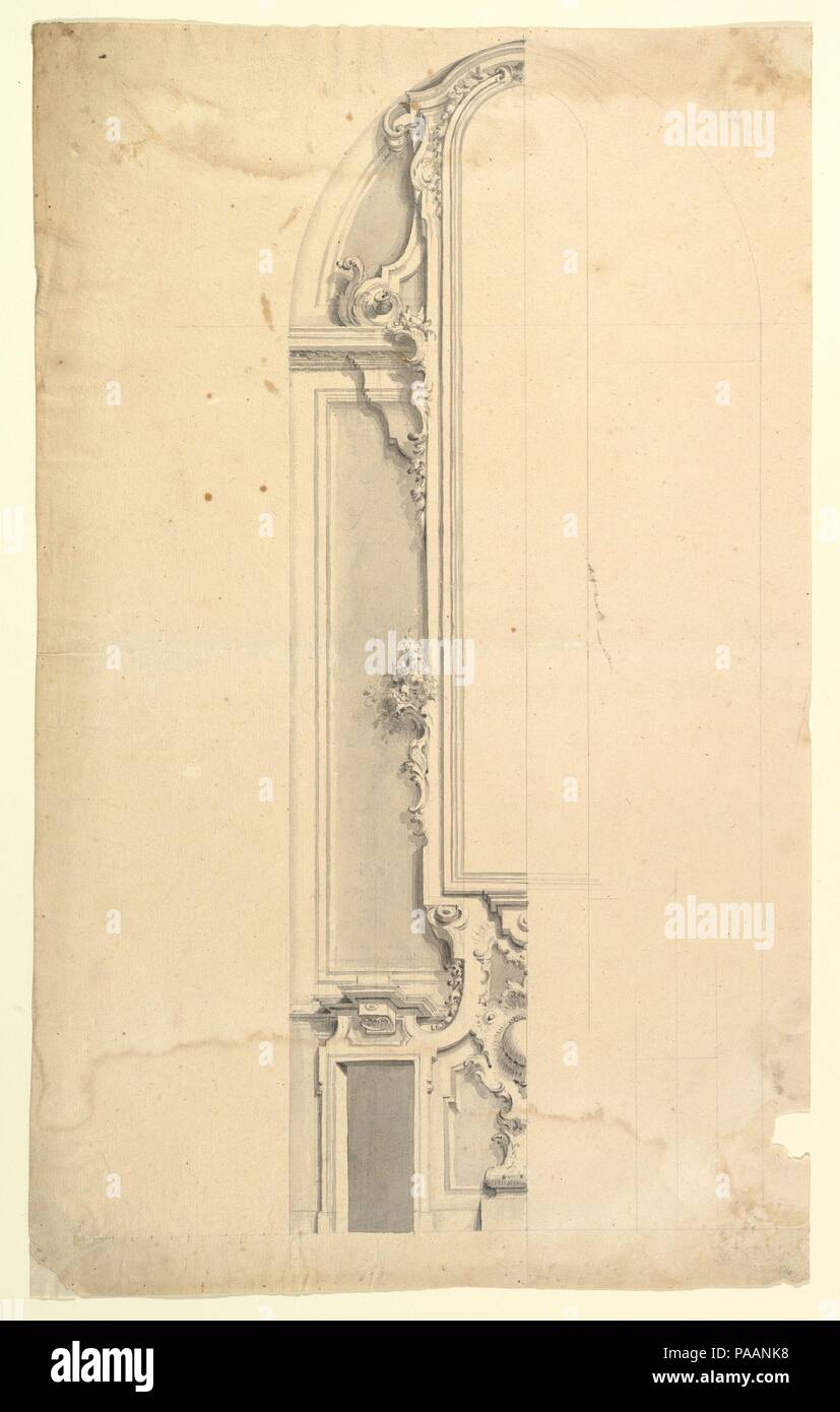 Design For Wall Decoration With Doors On Both Sides Of A Tall And Narrow Frame Artist Anonymous Italian Piedmontese 18th Century Dimensions Sheet 21 X 12 13 16 In 53 3 X 32 6 Cm