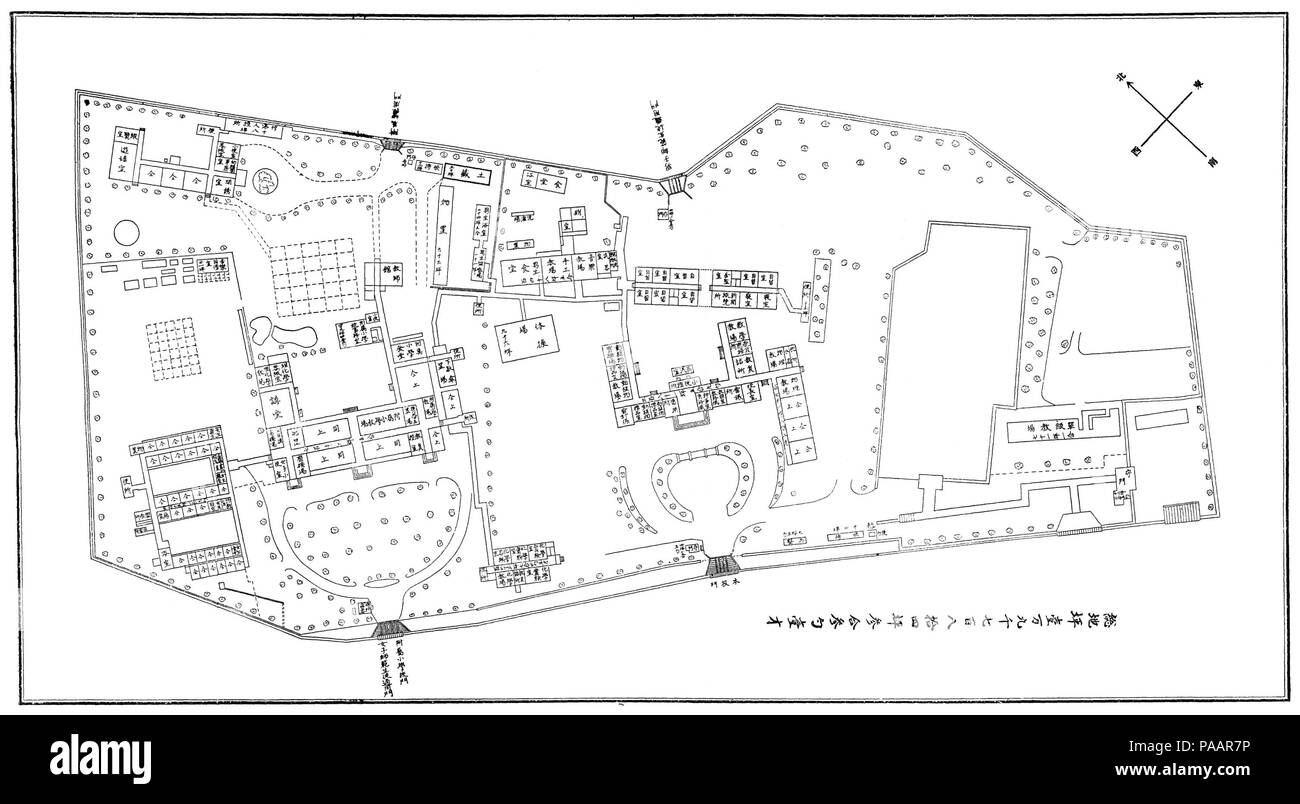 234 Site plan of the Higher Normal School at Ochanomizu around 1889 Stock Photo