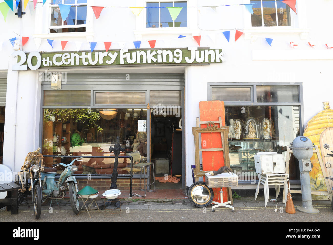 Shops on hidden gem, Courthouse Street, in Hastings Old Town, in East