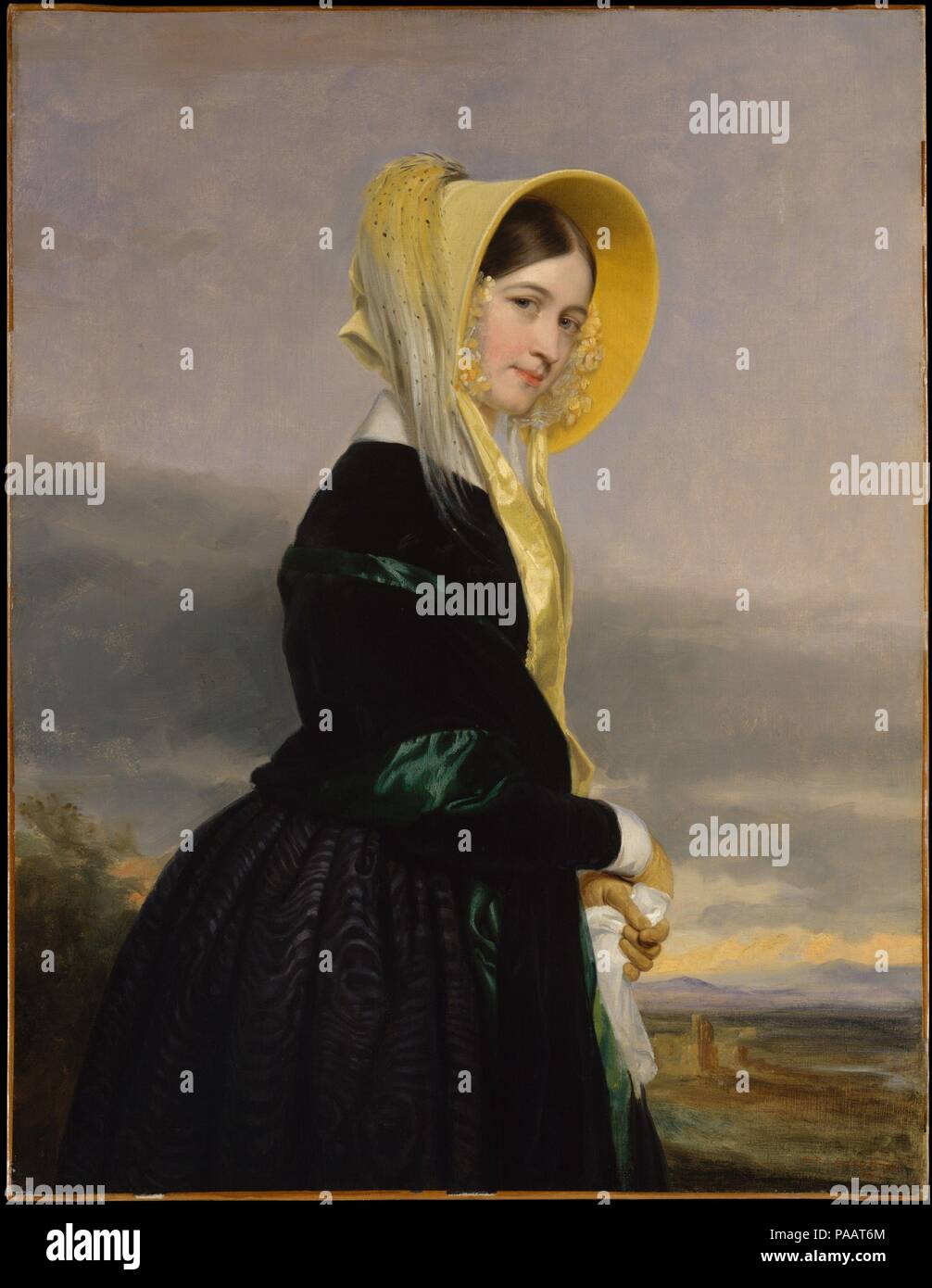 Euphemia White Van Rensselaer. Artist: George P. A. Healy (1813-1894). Dimensions: 45 3/4 x 35 1/4 in. (115.1 x 89.2 cm). Date: 1842.  Euphemia Van Rensselaer (1816-1888) was the daughter of Stephen Van  Rensselaer (see 54.51) and the sister of Alexander Van Rensselaer (see  61.70). She was born on the family manor, Rensselaerswyck, near  Albany, New York, and inherited a portion of her father's vast estate  in 1839. This picture was painted in 1842, the year before her  marriage to John Church Cruger, a prominent lawyer with whom she  settled on Cruger's Island near Barrytown, New York. Healy Stock Photo