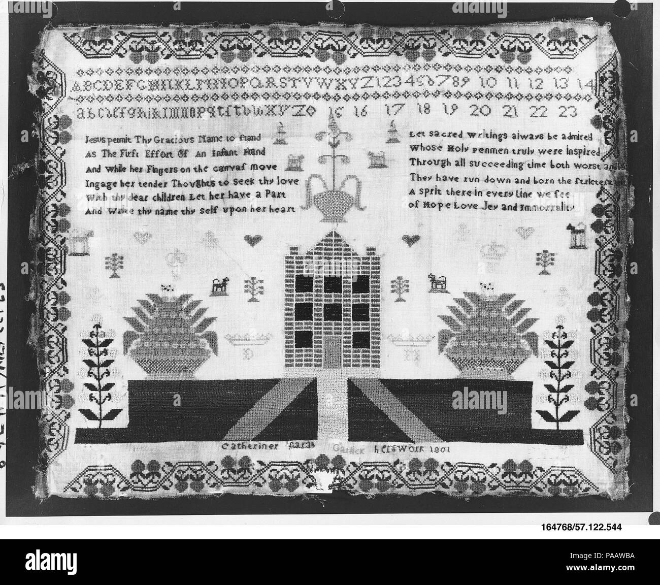 Sampler Culture British Or Scottish Dimensions H 13 1 4 X W 16 5 8 Inches 33 7 X 42 2 Cm Date 1801 Museum Metropolitan Museum Of Art New York Usa Stock Photo Alamy