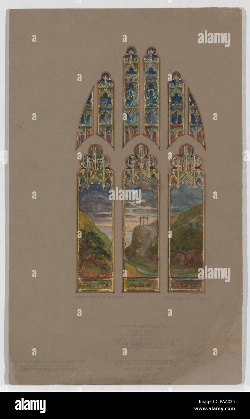 Suggestion for Window; All Saints Church, Atlanta, Georgia. Artist: Louis Comfort Tiffany (American, New York 1848-1933 New York). Culture: American. Dimensions: Overall: 17 1/2 x 10 7/8 in. (44.5 x 27.6 cm)  Design: 11 7/16 x 5 15/16 in. (29.1 x 15.1 cm). Maker: Tiffany Studios (1902-32). Date: late 19th-early 20th century. Museum: Metropolitan Museum of Art, New York, USA. Stock Photo