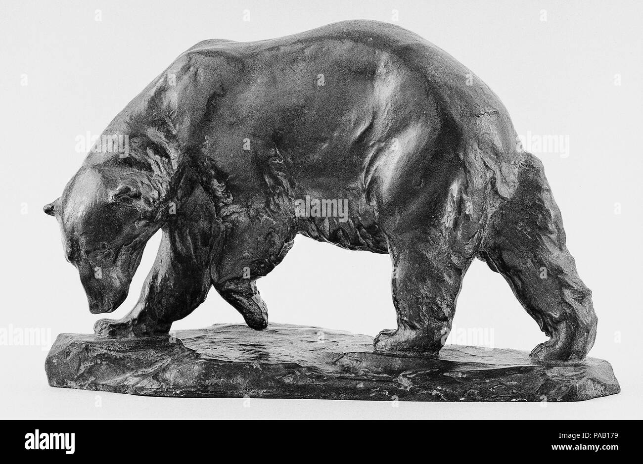 Polar Bear. Artist: Frederick George Richard Roth (American, Brooklyn, New York 1872-1944 Englewood, New Jersey). Dimensions: 7 1/2 x 2 3/4 x 4 in. (19.1 x 7 x 10.2 cm). Date: 1903, cast ca. 1906.  An accomplished animal sculptor, Roth often modeled his subjects in local zoos. 'Polar Bear' is probably his first study of this impressive animal, in which he emphasized its characteristic silhouette and easy, lumbering gait. Roth's careful depiction of the bear's muscles, bones, and fur reflects his training in both veterinary medicine and art. This statuette is one of five in the Metropolitan's c Stock Photo