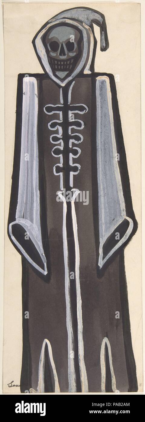 Death wearing a black robe. Artist: Sergey Sudeykin (Russian, Smolensk 1882-1946 Nyack). Dimensions: sheet: 16 3/8 x 5 15/16 in. (41.6 x 15.1 cm). Date: first half 20th century. Museum: Metropolitan Museum of Art, New York, USA. Stock Photo