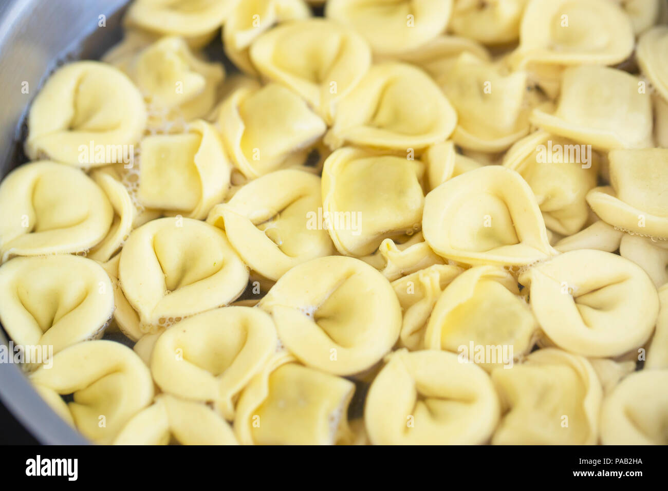 Cooking ravioli, fresh pasta Italian Homemade Boil in boiling water