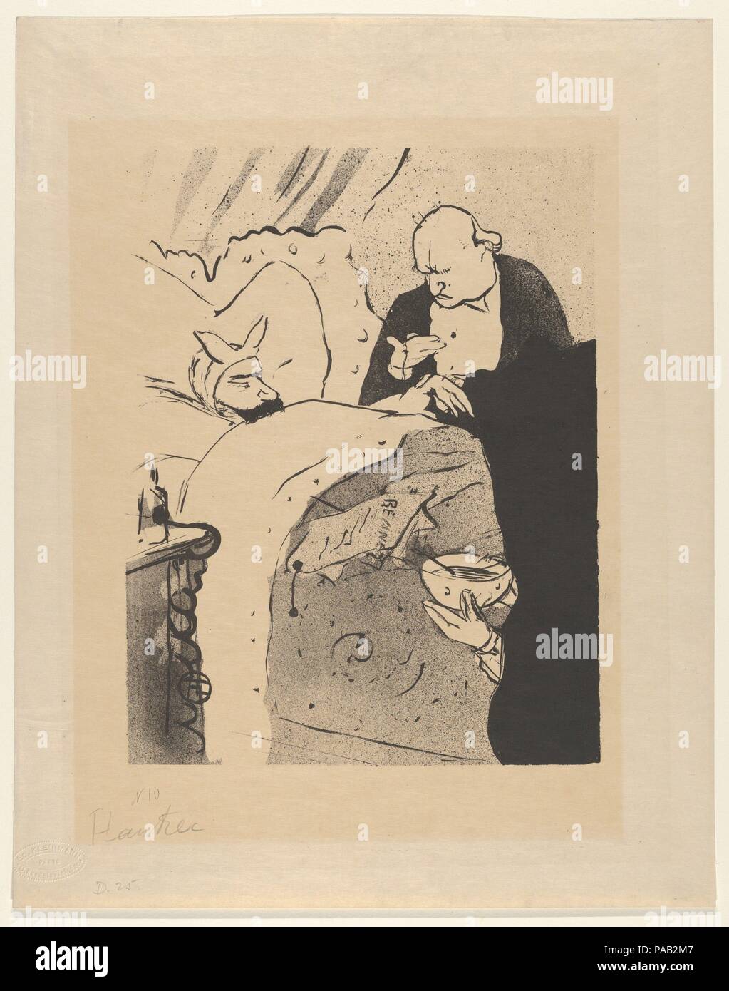 Carnot Is Sick! (from Les Vieilles Histoires). Artist: Henri de Toulouse-Lautrec (French, Albi 1864-1901 Saint-André-du-Bois). Dimensions: Sheet: 13 11/16 × 10 13/16 in. (34.7 × 27.5 cm)  Image: 9 5/8 × 7 5/16 in. (24.4 × 18.6 cm). Publisher: Edouard Kleinmann (French, active 19th century). Series/Portfolio: Les Vieilles Histories (The Old Tales). Date: 1893. Museum: Metropolitan Museum of Art, New York, USA. Stock Photo