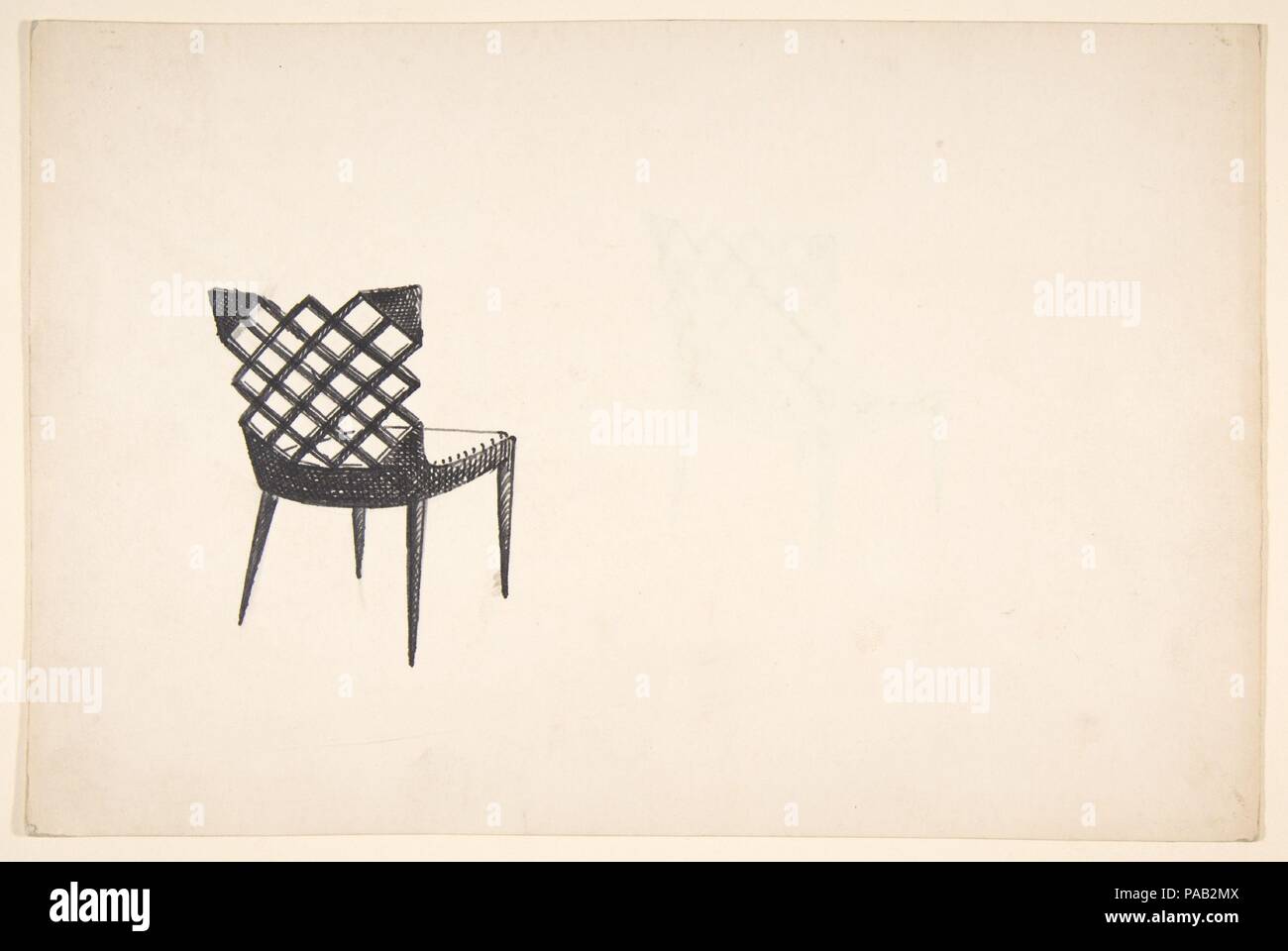 Side Chair with Lattice-Style Back (Perspective). Artist: Guglielmo Ulrich (Italian, 1904-1977). Date: 20th century. Museum: Metropolitan Museum of Art, New York, USA. Stock Photo