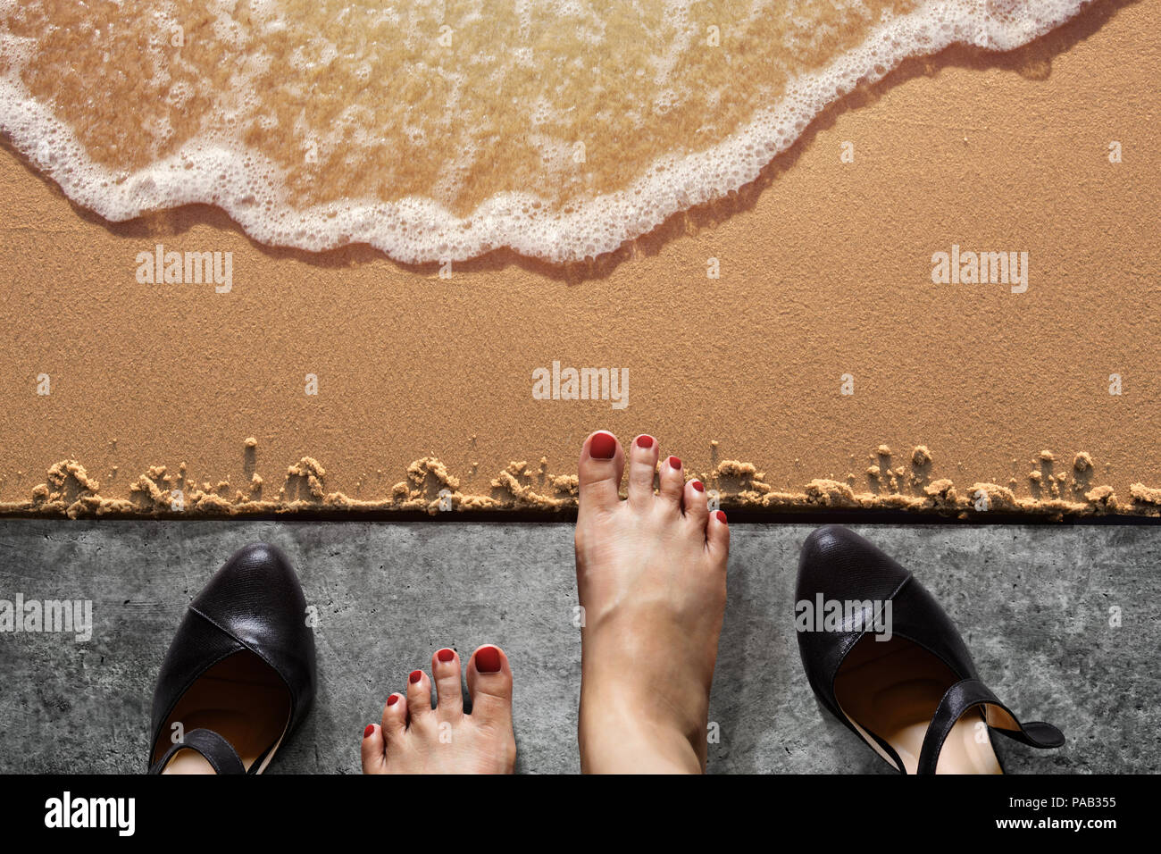 Work Life Balance Concept Business Woman Take Off Her Working