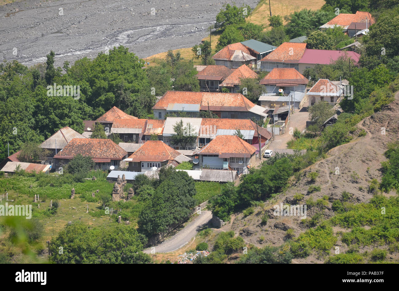 Panoramic of Ilisu and the Kurmuk valley in north-western Azerbaijan Stock Photo