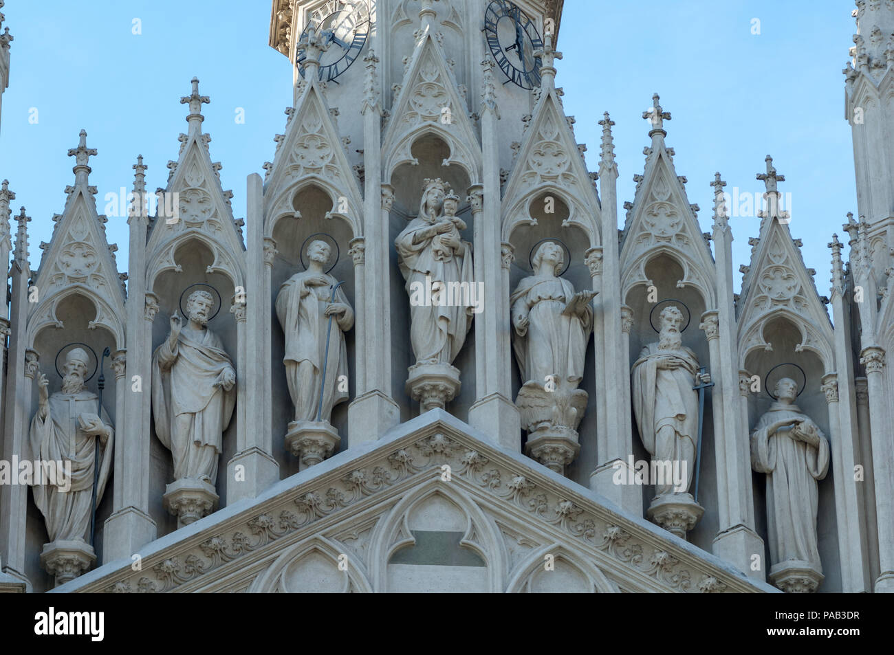 Facade detail of the Chiesa del Sacro Cuore del Suffragio (Church of the Sacred Heart) in Rome, Stock Photo