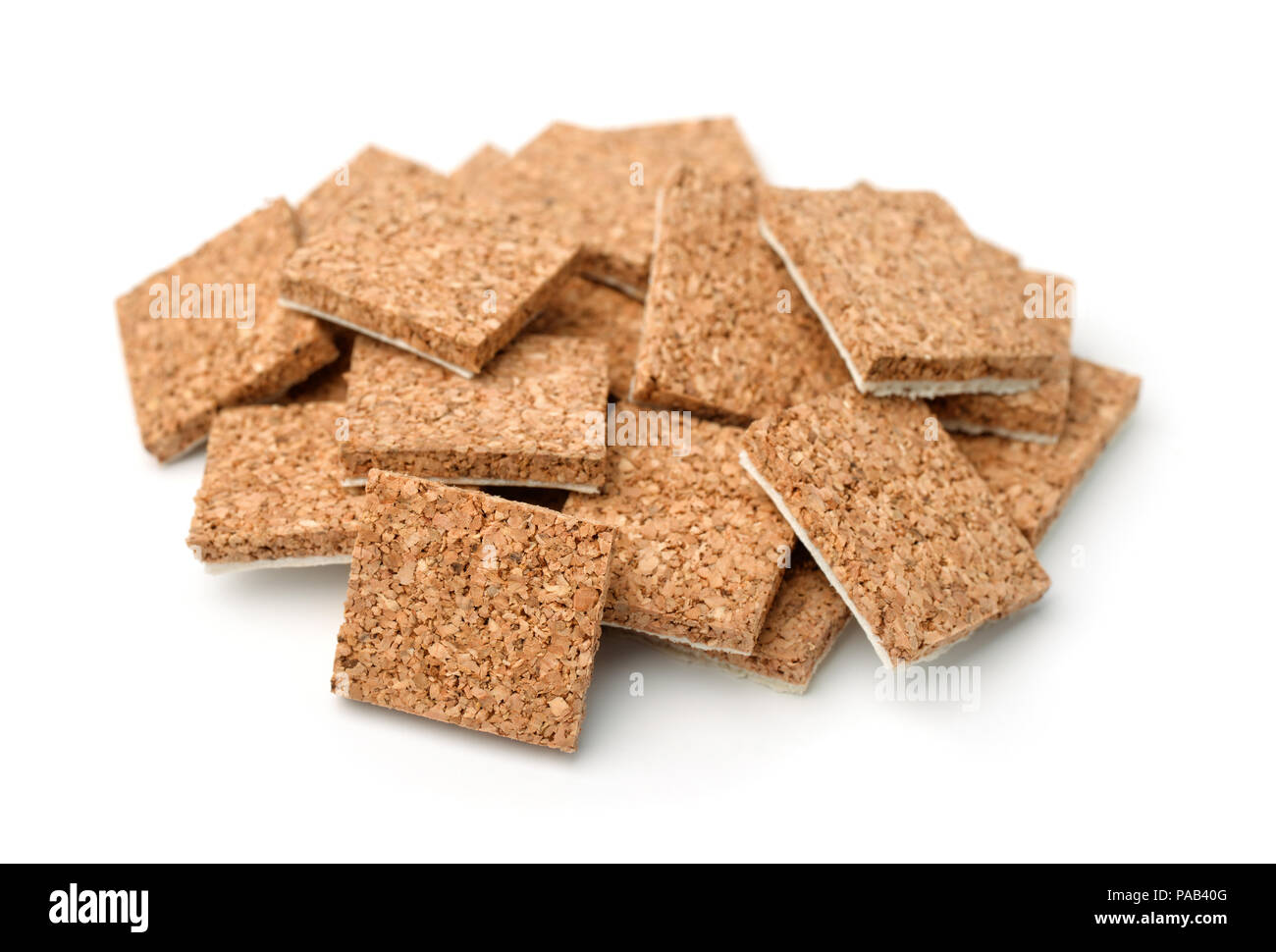Self-adhesive cork furniture protector pads isolated on white Stock Photo