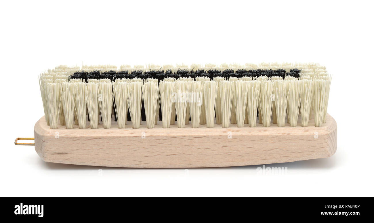Side view of wooden clothes brush isolated on white Stock Photo