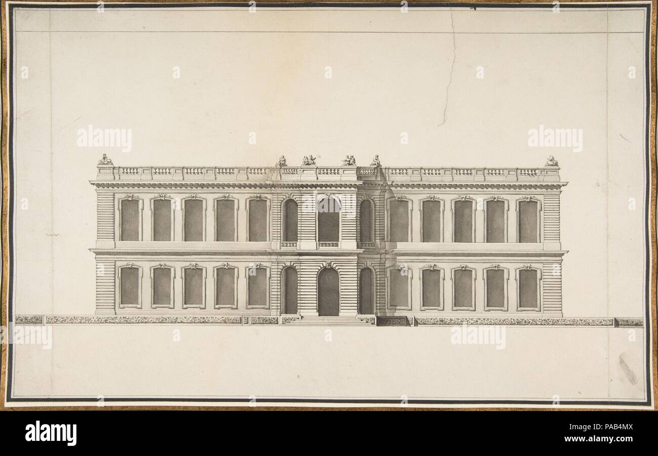 Elevation of a House. Artist: Anonymous, French, 18th century. Dimensions: 9 7/8 x 15 7/8 in. (25.1 x 40.3 cm). Date: 18th century. Museum: Metropolitan Museum of Art, New York, USA. Stock Photo