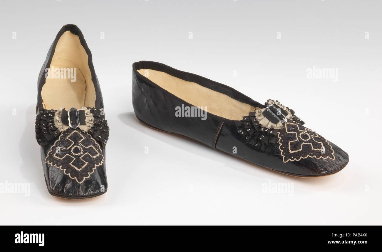 Slippers Culture French Date 1855 65 Although Fancier To Modern Eyes Than The Plain Satin Slippers Worn For Evening Ornate Leather Shoes Of This Type Were Worn As A Daytime At Home Style In