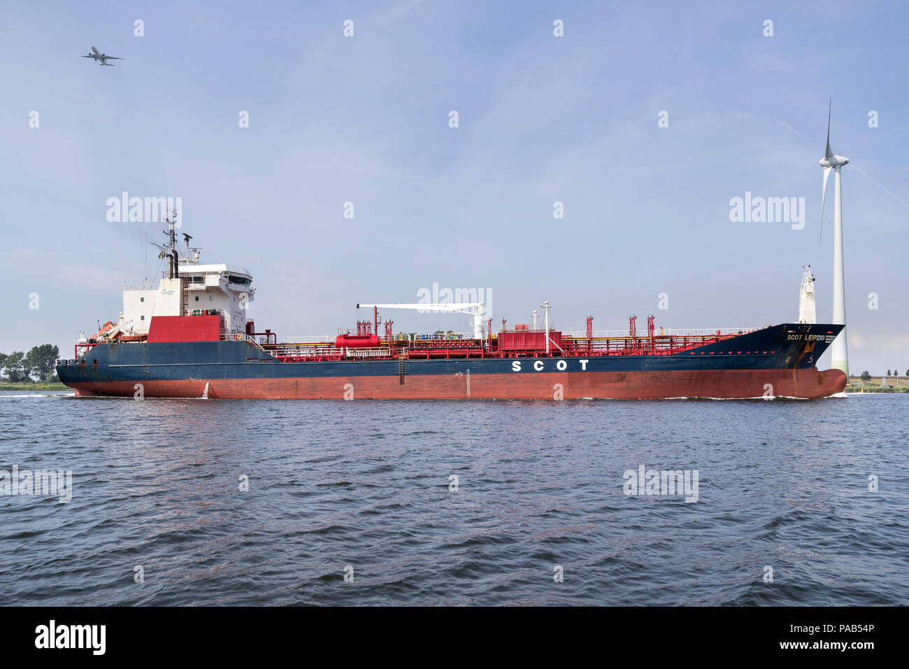 Chemical tanker SCOT LEIPZIG of SCOT Gemi Isletmeciligi inbound Amsterdam. Stock Photo