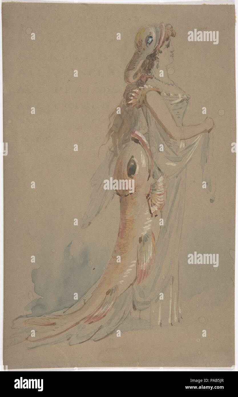 Woman Wearing a Costume Whose Bustle and Headdress are the Shape 