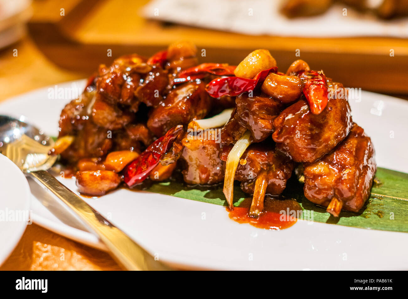 Wisdom Frees Perplexity a Kong cuisine dish created to pass secret messages where the bone of the pork ribs has been removed. Stock Photo